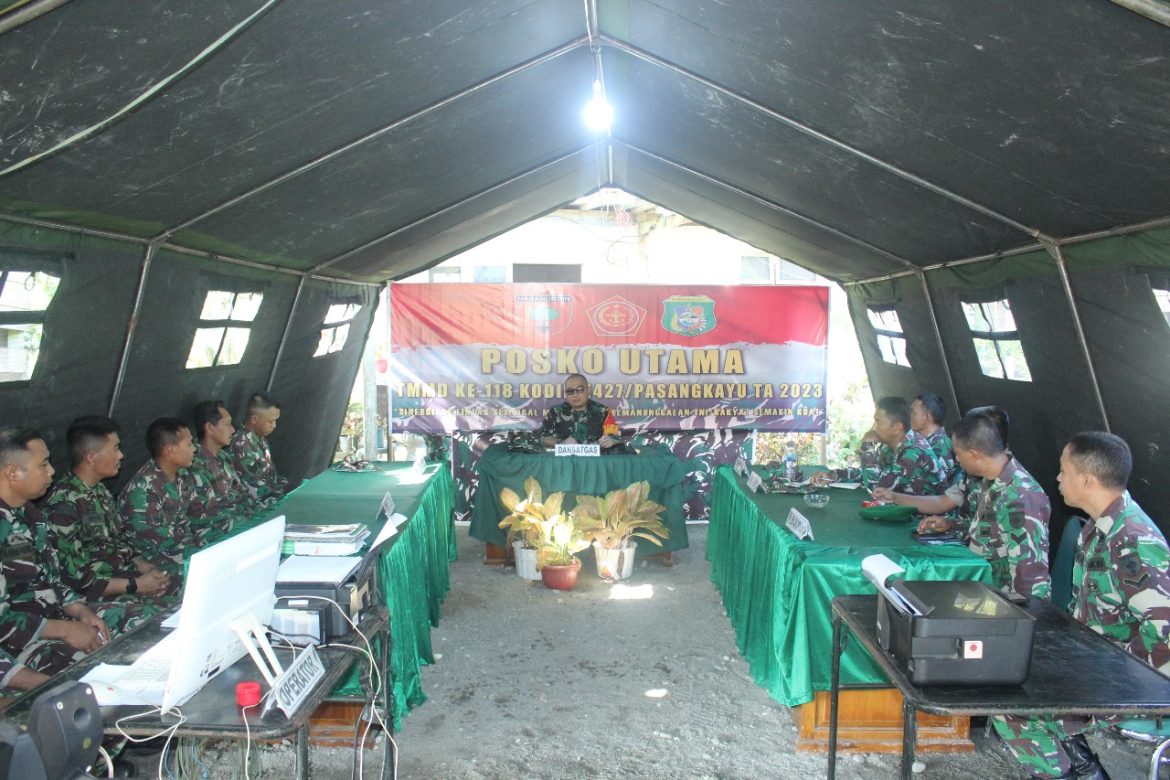 Briefing Pagi Diposko Utama TMMD Di Pimpin Langsung Dansatgas Kodim 1427/Pasangkayu