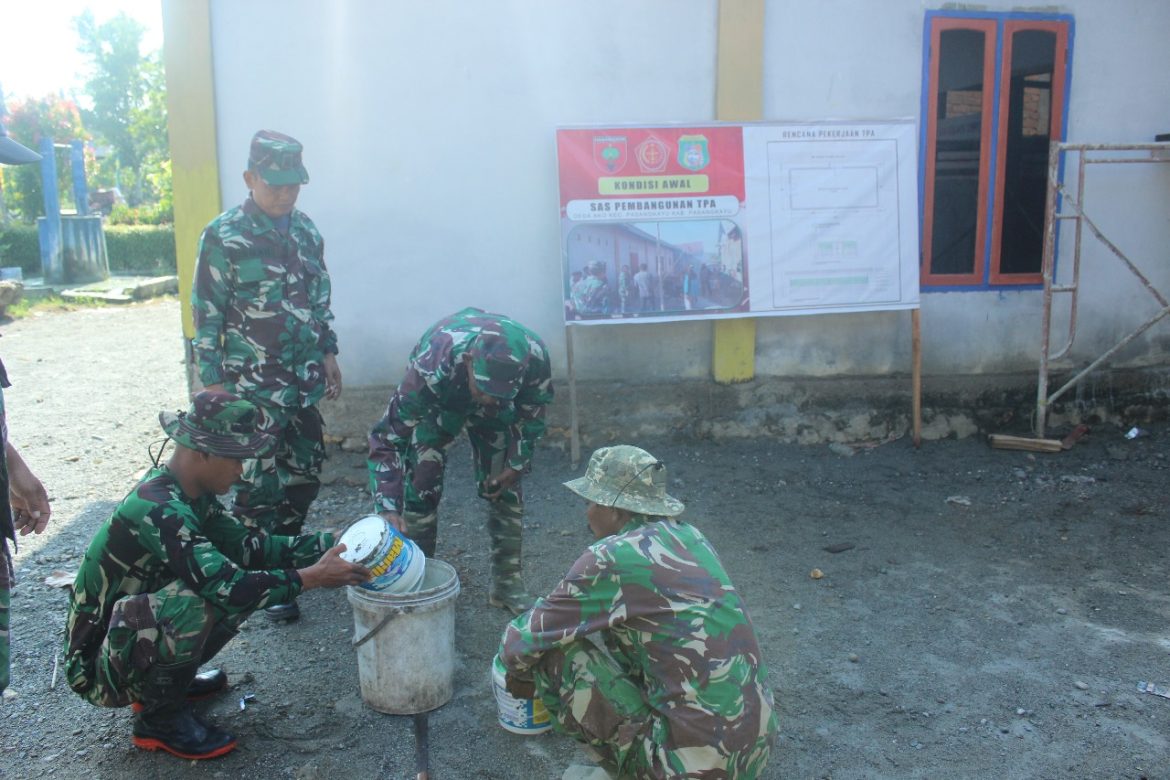 Satgas TMMD Dim 1427/Pasangkayu Giat Pengecetan TPA