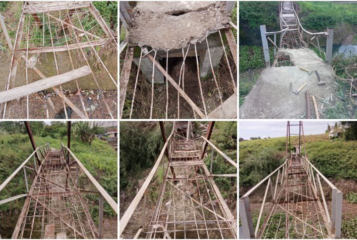 Jembatan Penghubung Dua Desa Cimerang – Desa Laksanamekar Nyaris Ambruk Parah, Pemerintah Tutup Mata.!