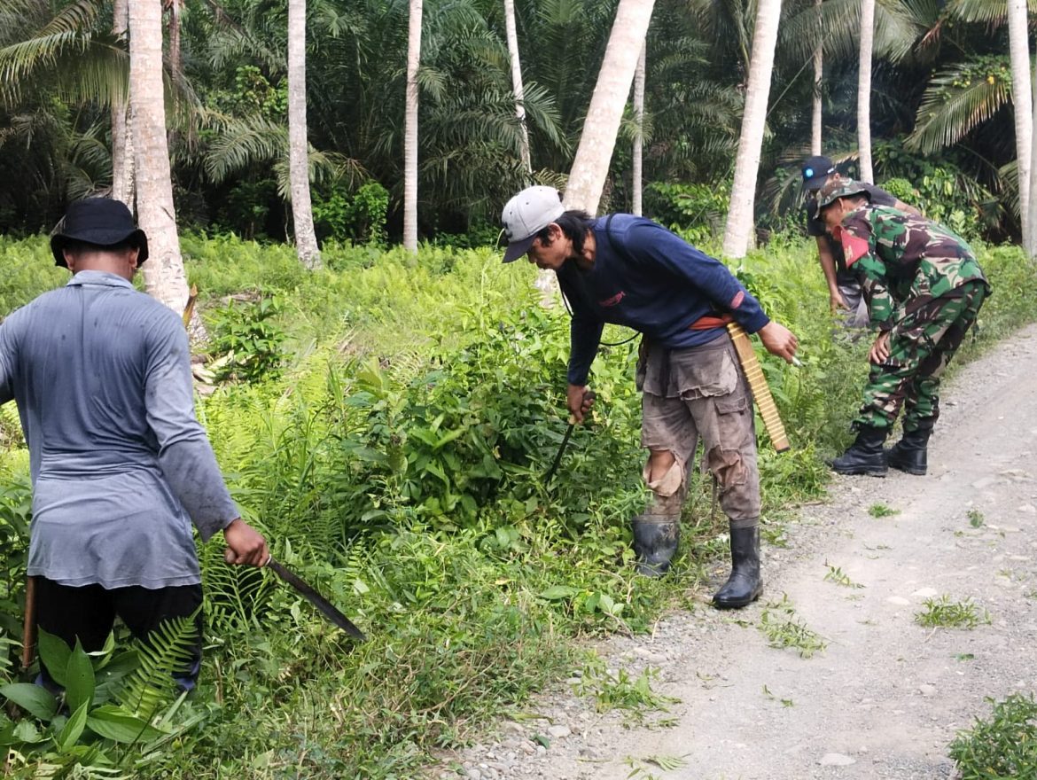 Babinsa Kodim 1427/Pasangkayu Bersama Warga Gotong Royong Bersih-Bersih Cegah Banjir Dan DBD