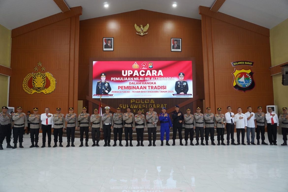 Upacara Pemuliaan Nilai – Nilai Luhur Tribrata Jadi Rangkaian Penting Sambut Hari Bhayangkara di Polda Sulbar 