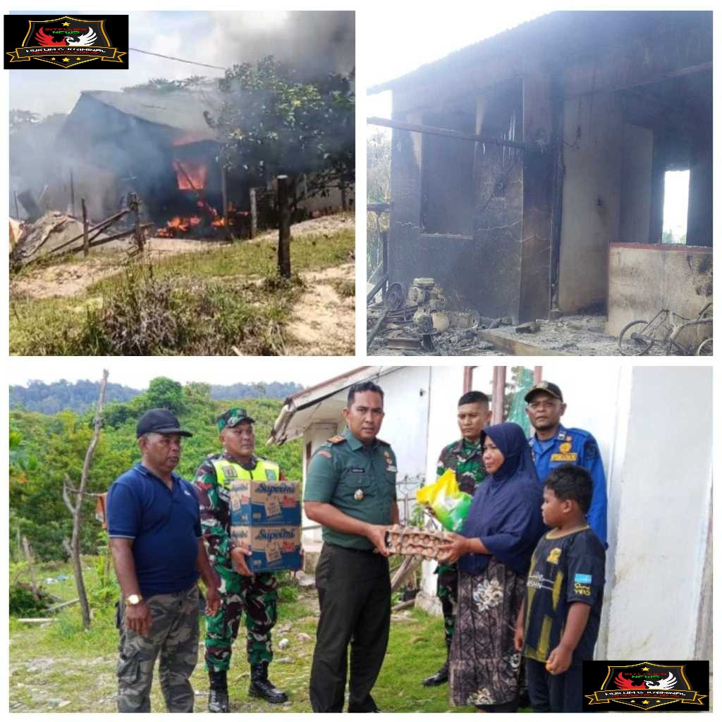 Danramil Sungai Mas Bergerak Cepat Bantu Korban Kebakaran di Drien Sibak.