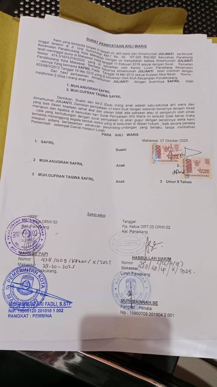 Terjadi Penyalahgunaan Hak Waris, Pembagian Tidak Adil terhadap Anak Almarhumah Julianti Dinilai Langgar Hukum dan UUD