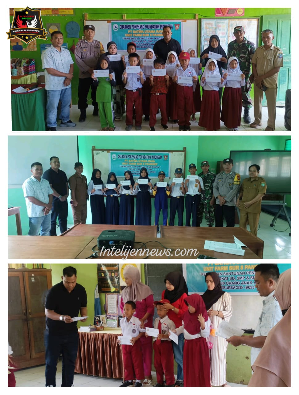 Bhabinkamtibmas Polsek Segeri dan Babinsa Hadiri Penyerahan Beasiswa CSR PT Satwa Utama Raya 08 untuk Pelajar SD, SMP dan SMA