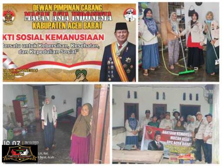 DPC Macan Asia Indonesia Aceh Barat Gelar Bakti Sosial Pasca Banjir di Desa Cot Lagan,Woyla Barat.