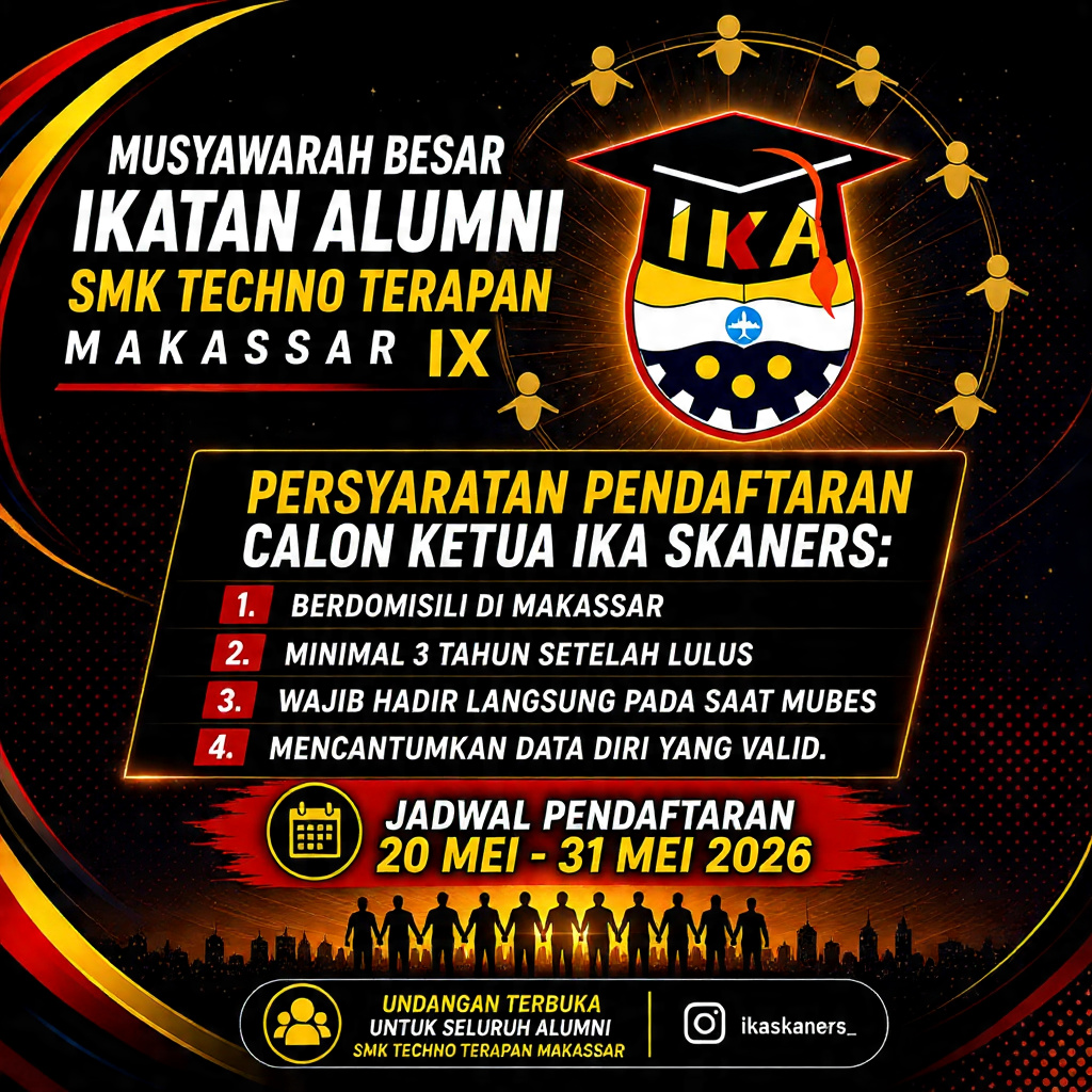 Mubes IX IKA SMK Techno Terapan Makassar Resmi Dibuka, Pendaftaran Calon Ketua Dimulai 20 Mei 2026