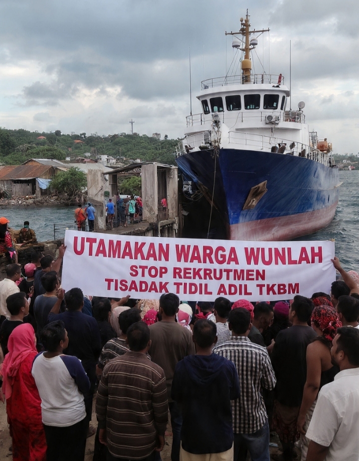 Perekrutan TKBM Pelabuhan Feri Wunlah Disorot Tajam, Tokoh Masyarakat Ancam Palang Pelabuhan