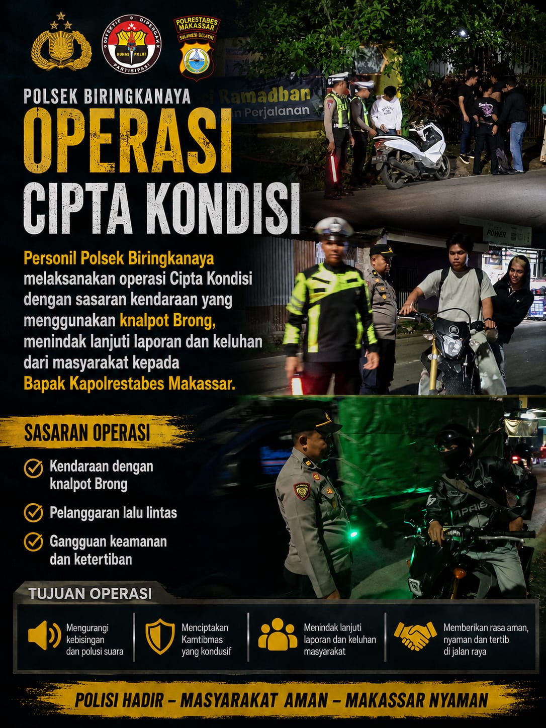 Polsek Biringkanaya Tertibkan Knalpot Brong, Wujudkan Lingkungan yang Lebih Nyaman bagi Warga