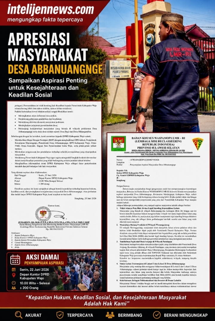 WASPAMOPS LMR RI Sulsel Surati DPRD Wajo, Sampaikan Aspirasi Masyarakat Desa Abbanuangnge