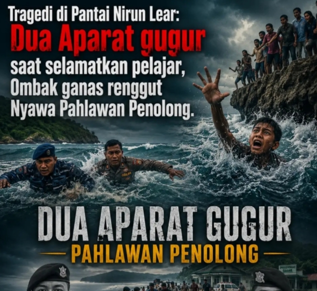 Tragedi di Pantai Nirun Lear, Dua Aparat Gugur Saat Selamatkan Pelajar