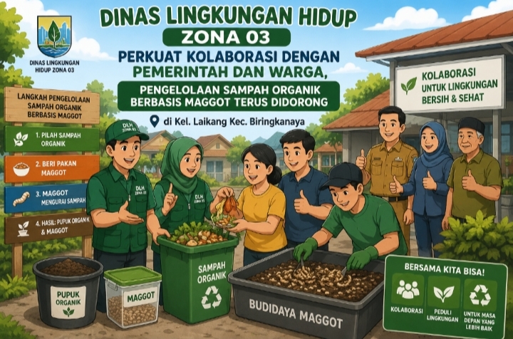 DLH Zona 03 Perkuat Kolaborasi dengan Pemerintah dan Warga, Pengelolaan Sampah Organik Berbasis Maggot Terus Didorong di kel.laikang Biringkanaya