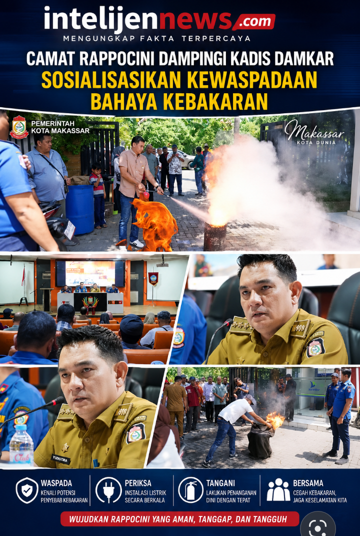 Camat Rappocini Dampingi Kadis Damkar, Ajak Warga Tingkatkan Kewaspadaan Bahaya Kebakaran