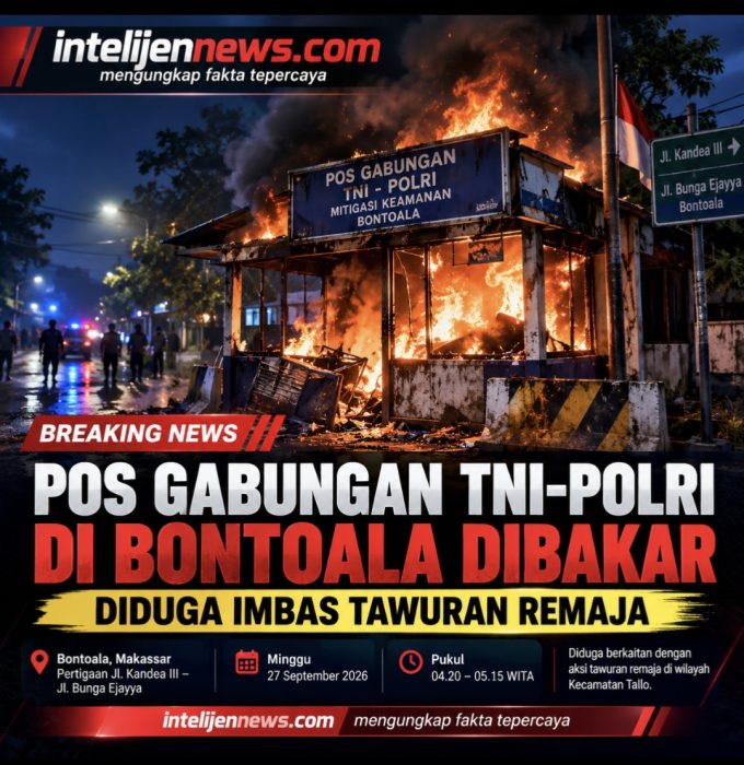 Pos Gabungan TNI-Polri di Bontoala Dibakar, Diduga Imbas Tawuran Remaja