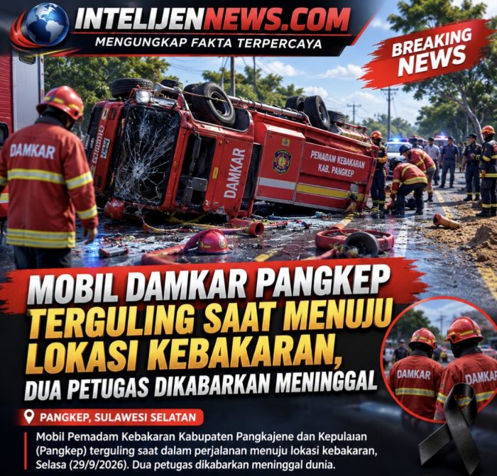 Mobil Damkar Pangkep Terguling Saat Menuju Lokasi Kebakaran, Dua Petugas Meninggal