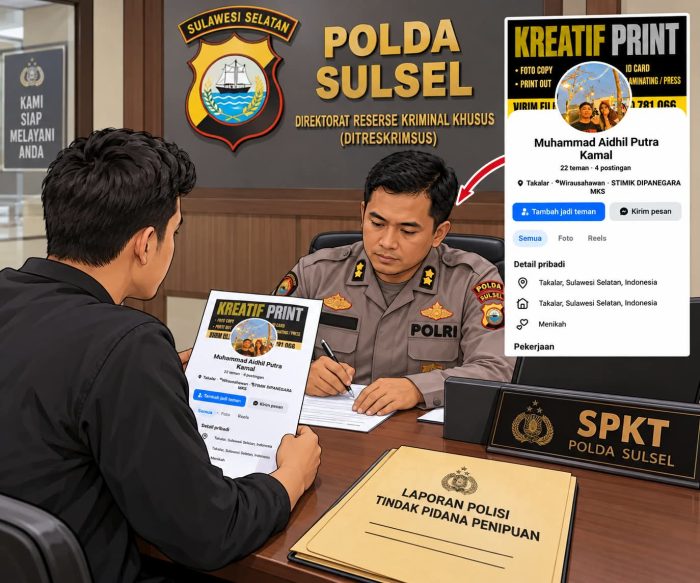 Lapor Dugaan Penipuan Facebook ke Polda Sulsel,Warga Harap Polisi Turun Tangan