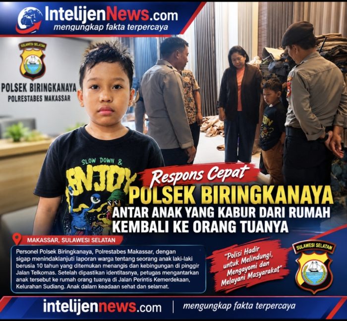 Respons Cepat Polsek Biringkanaya! Anak 10 Tahun yang Kabur dari Rumah Diantar Pulang dengan Selamat